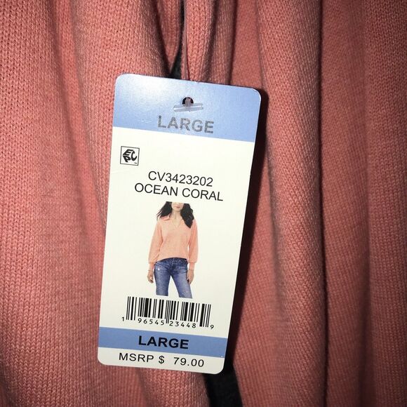 Vince Camuto‎ Ocean Coral Collared V Neck Sweater Large Top Long Sleeve  Women's - Picture 3 of 9